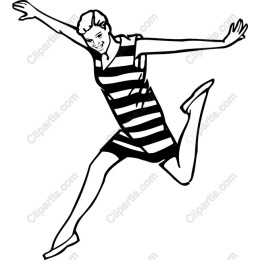 Joyful Dancing Character in Striped Dress