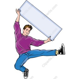 Dynamic Young Man Holding Blank Sign