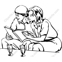 Intimate Reading Together - Vintage Couple