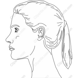Profile Portrait of a Woman in Line Art