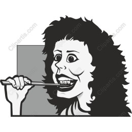 Retro Woman Brushing Teeth