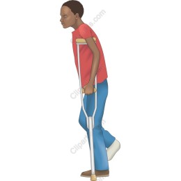 Resilient Young Boy with Crutches