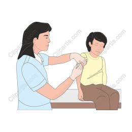 Nurse Administering Vaccine to Child