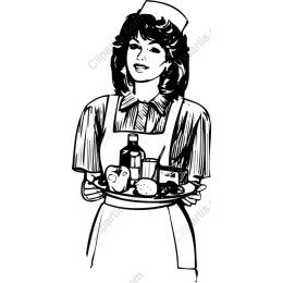Charming Waitress with Tray of Food