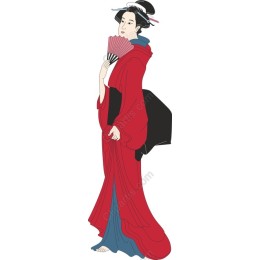 Traditional Japanese Woman in Red Kimono