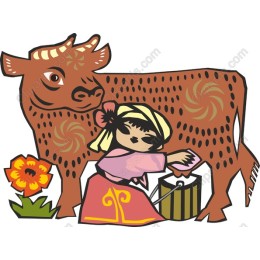 Farm Life Delight: Girl Milking a Cow