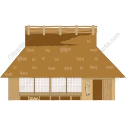 Rustic Thatched-Roof House