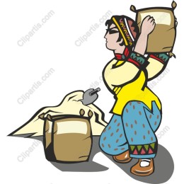 Resilient Woman Lifting Sacks