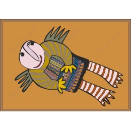 Playful Character with Striped Legs