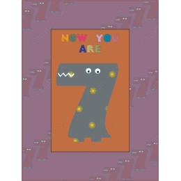 Now You Are 7 - Playful Dinosaur Birthday Card