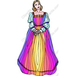 Vibrant Elegance: Woman in Multi-Colored Gown