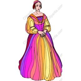Elegant Lady in a Colorful Flowing Gown