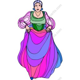 Graceful Woman in Colorful Gown