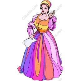 Elegant Woman in Colorful Gown