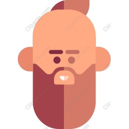 Stylish Flat Bearded Man Icon
