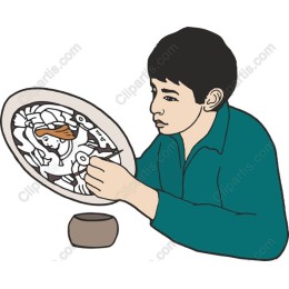 Creative Craftsmanship: Young Boy Painting Ceramic