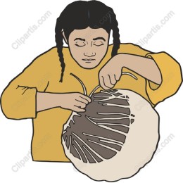 Young Girl Weaving Basket