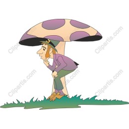 Whimsical Leprechaun Under Mushroom