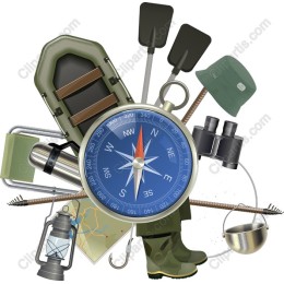 Camping Gear with Compass & Adventure Essentials