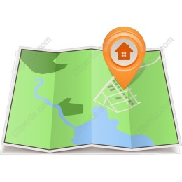 Vibrant Folded Map with House Location Pin