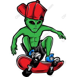 Skateboarding Alien