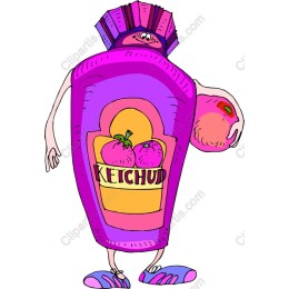 Whimsical Ketchup Bottle Character