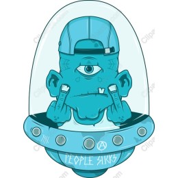 Blue Alien Space Character