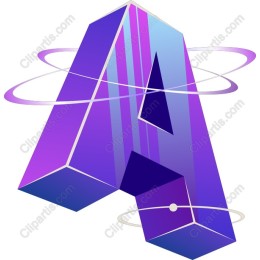 Vibrant Purple Letter A 3D