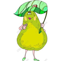 Cheerful Pear with Leaf Umbrella