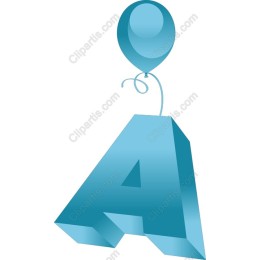 3D Blue Letter A with Balloon