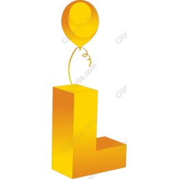 Vibrant Yellow Letter L with Balloon