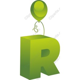 Green R with Balloon
