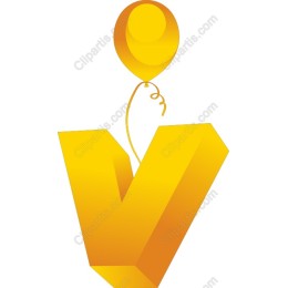 Golden V Celebration with Balloon