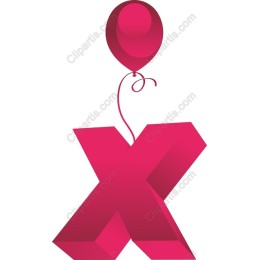 Vibrant 3D Pink X with Balloon