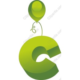 Whimsical 3D Letter C with Balloon