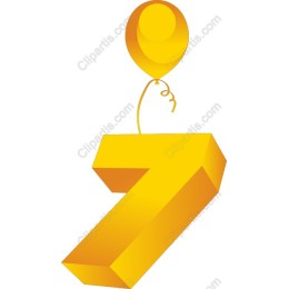 3D Number 7 with Balloon