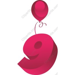 Playful Number 9 with Balloon