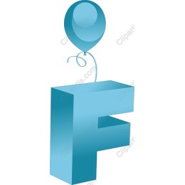 Floating Letter F with Balloon