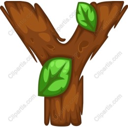 Wooden Letter Y with Green Leaves