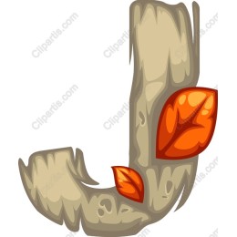 Wooden Letter J with Autumn Leaves
