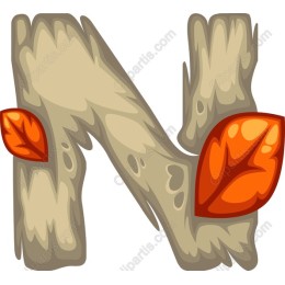 Rustic Wood N Letter with Autumn Leaves