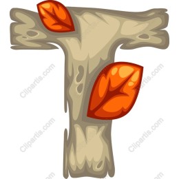 Wooden Letter 'T' with Autumn Leaves
