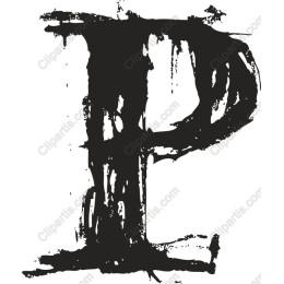 Black Ink Splatter Letter P