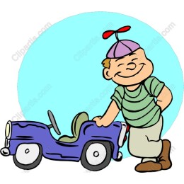 Cheerful Boy with Blue Toy Car