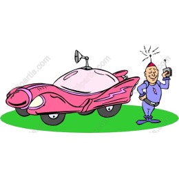 Retro Futuristic Pink Car