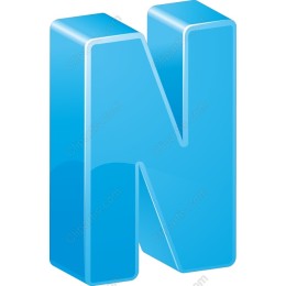 Vivid Blue 3D Letter N