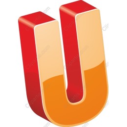 3D Letter U in Red and Orange