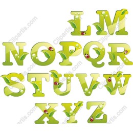 Nature-Inspired Letters A-Z Set with Leaves and Ladybugs