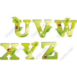 Vibrant Leafy Alphabet Letters U-Z Set