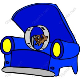 Cartoon Dog in Blue Car